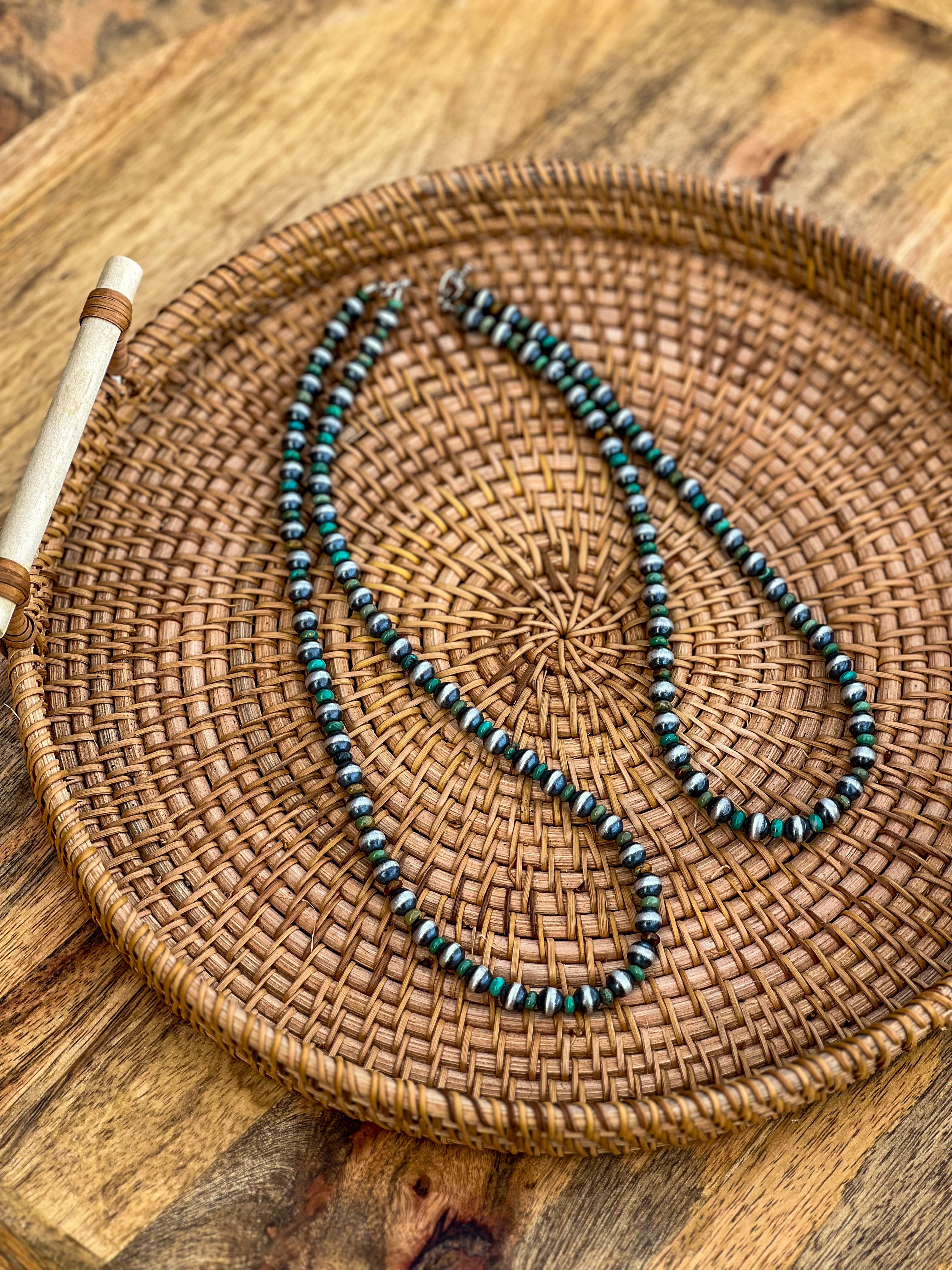 7mm Machine Made Navajo Pearls with 4mm Turquoise