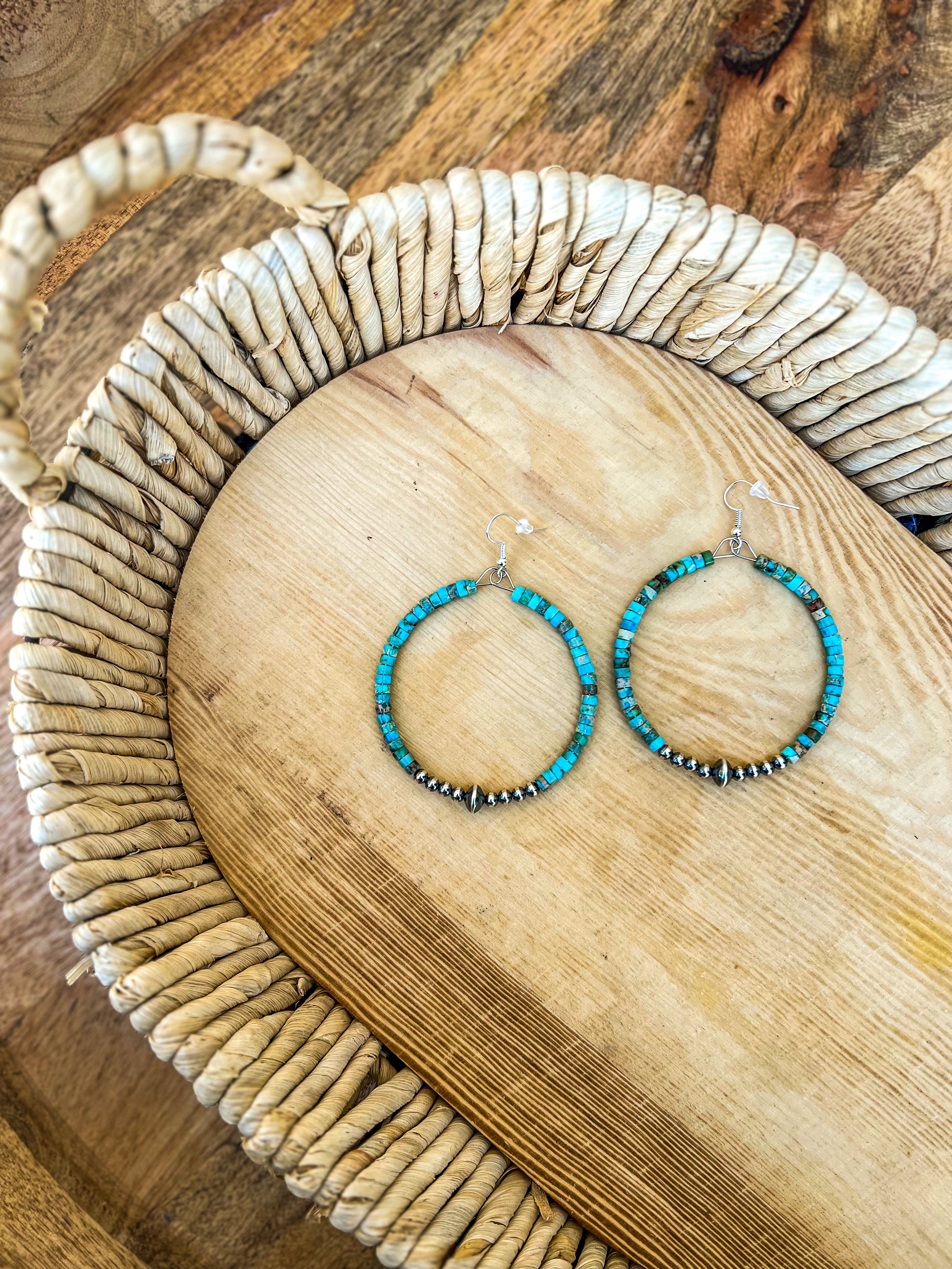 Composite Turquoise Hoop Earrings