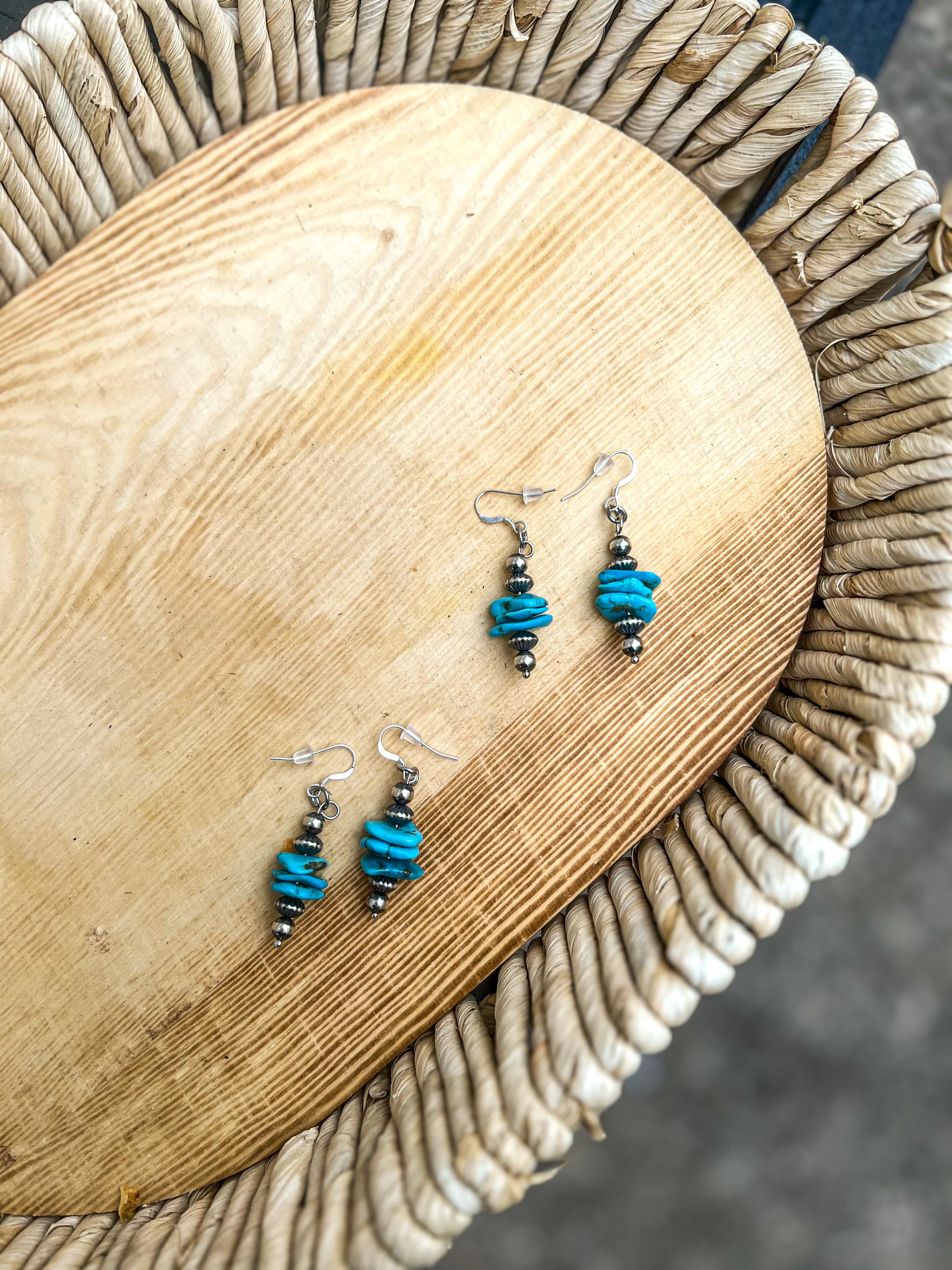 Turquoise and Navajo Pearl Earrings