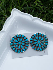 Large Turquoise Cluster Earrings