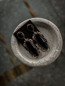 Navajo Handmade Black Onyx Earrings