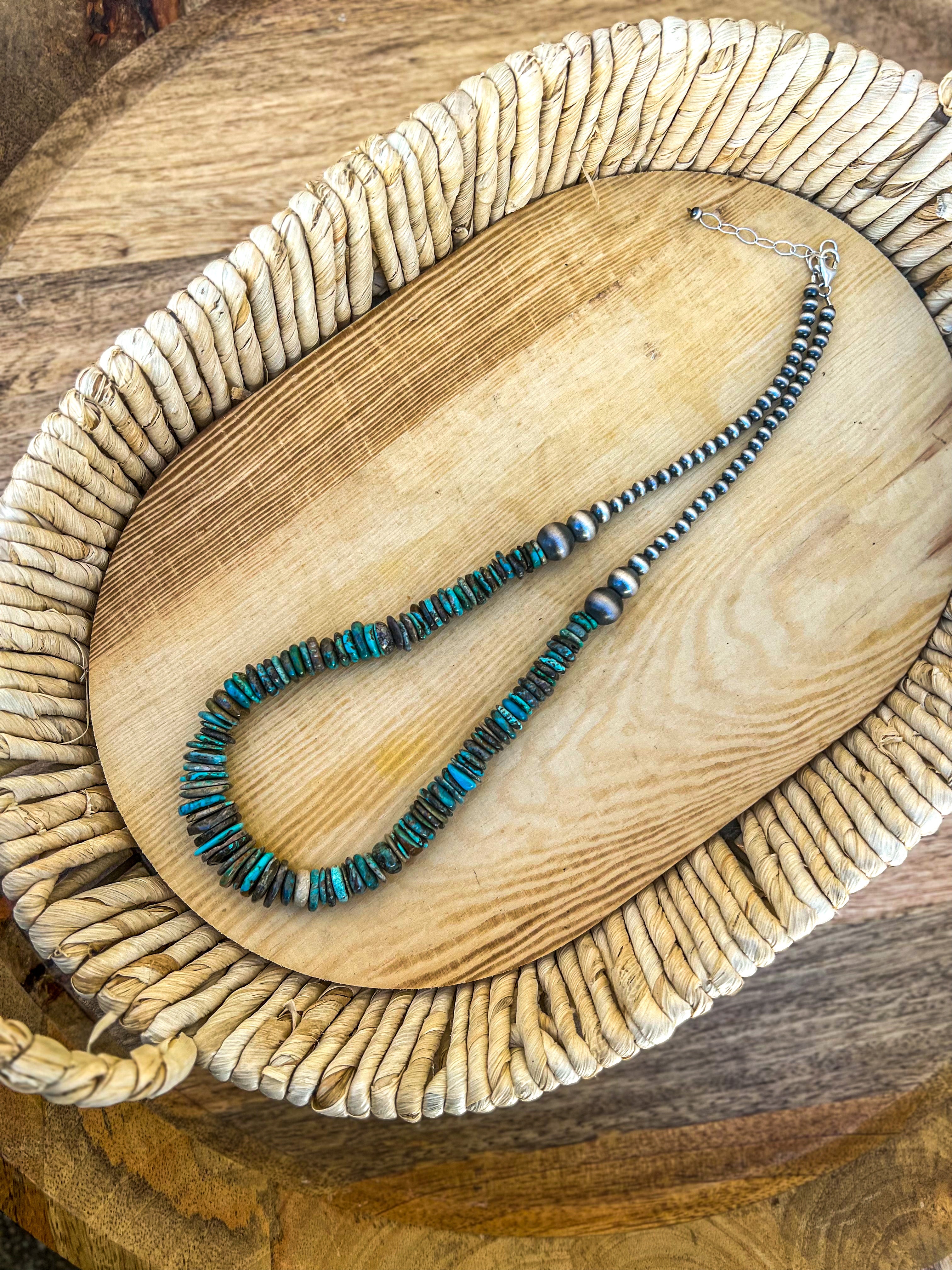 Graduated Turquoise with 5-12mm Navajo Pearls