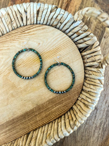 African Turquoise Hoop Earrings