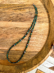 Turquoise Statement Necklace with 12mm Navajo Pearl Accents